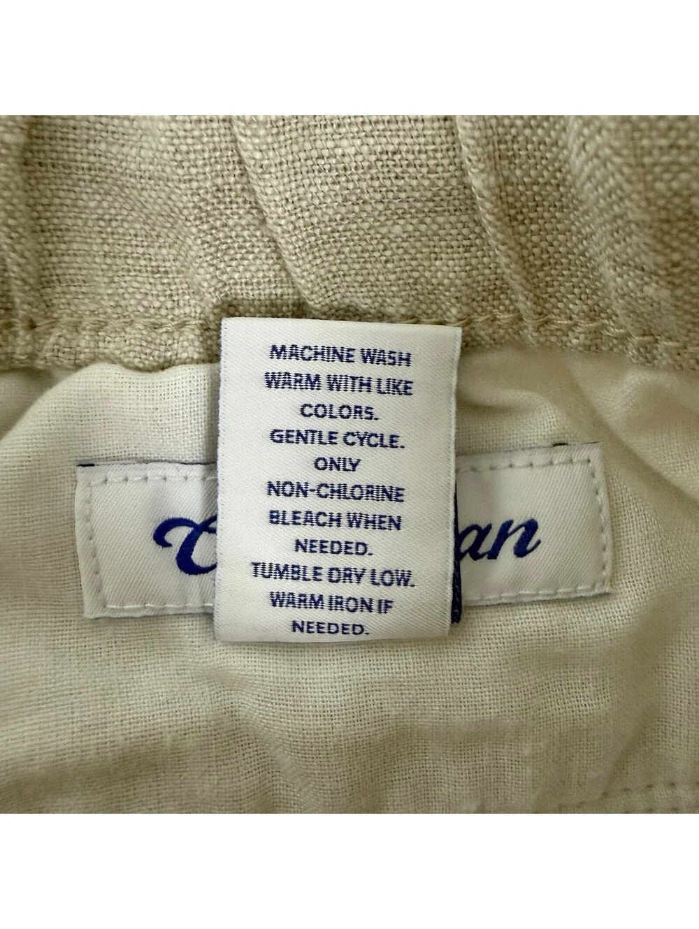 Caribbean Roundtree & Yorke Mens Linen Pants 36 Beige Straight Classic Fit NWT